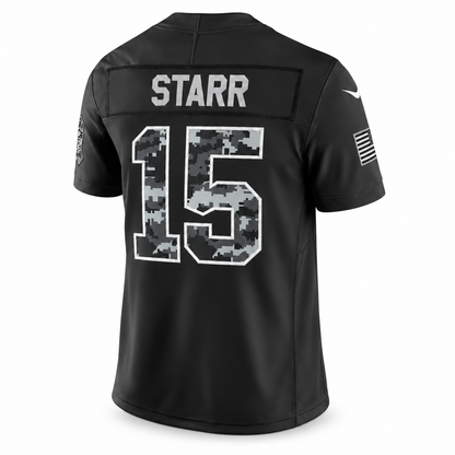 Men's Bart Starr Green Bay Packers 2026 Salute to Service Stitched Limited Jersey - Black