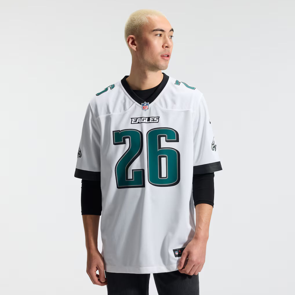 Men's Philadelphia Eagles Saquon Barkley White Game Jersey
